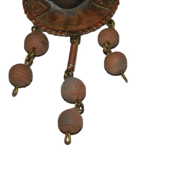 Vintage Copper And Clay Mayan Aztec Pendant Bead Necklace Very Rare! - Picture 4 of 10